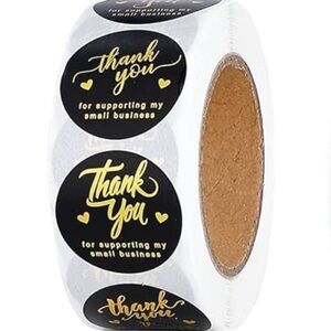 Black and Gold Thank You Stickers- 500 pieces